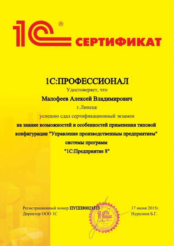 1СПрофессионал Управление производственным предприятием 8